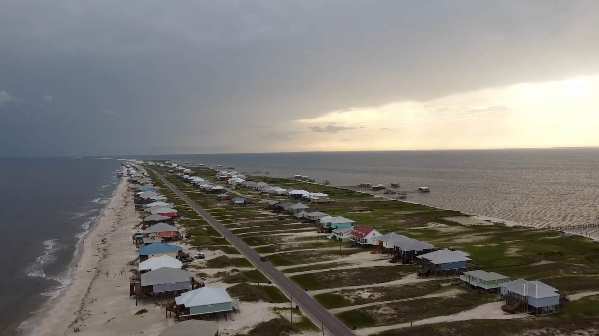 Dauphin Island Aerial Sunset View of the Gulf and Bay